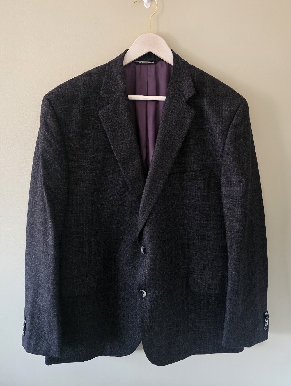 NWOT Savile Row Gold Napoli SPJ Gray Plaid Wool Blazer Size 48R Old Money Preppy